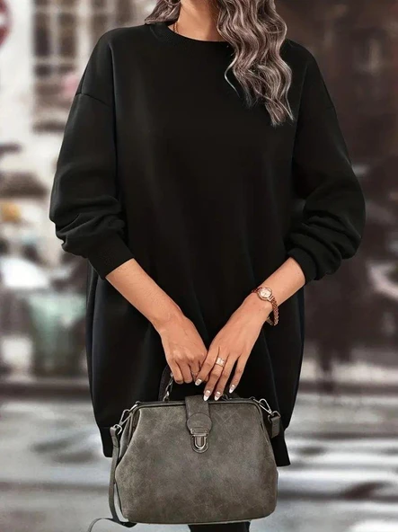 Kadın Uzun Kollu Bisiklet Yaka Iki Iplik Elbise ürün görseli