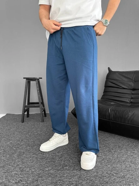 İki İplik Kumaş Baggy Alt Esofman - Turkuaz - Resim 3