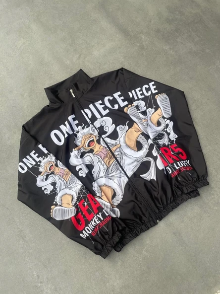 Unisex Fermuarlı Dijital Baskılı Rüzgarlik - Siyah ürün görseli