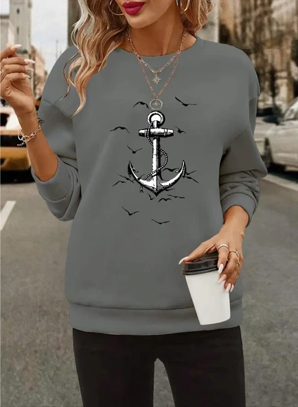 Kadın Uzun Kollu Bisiklet Yaka Desenli Viskon Iki Iplik Bluz ürün görseli