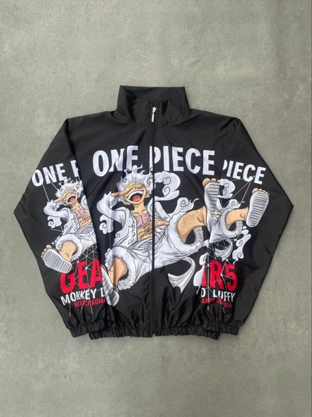 Unisex Fermuarlı Dijital Baskılı Rüzgarlik - Siyah - Resim 2