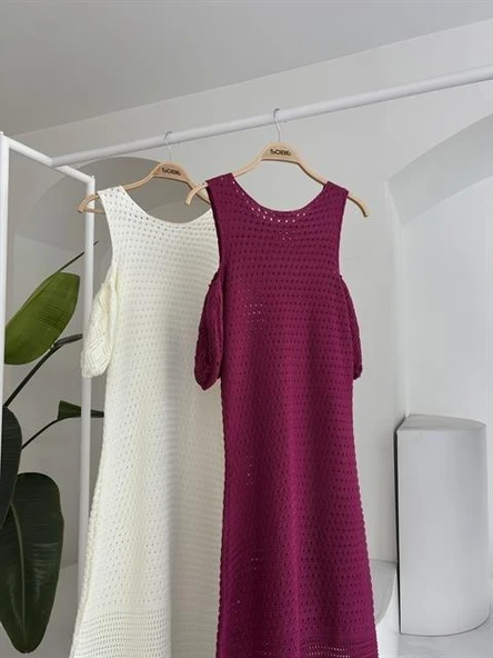 Omuz Detaylı Etek Ücü Püsküllü Triko Elbise 2862 - Resim 9