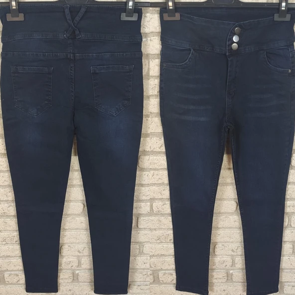 Yüksek Bel Likralı Jean Pantolon 90 Cm - 2