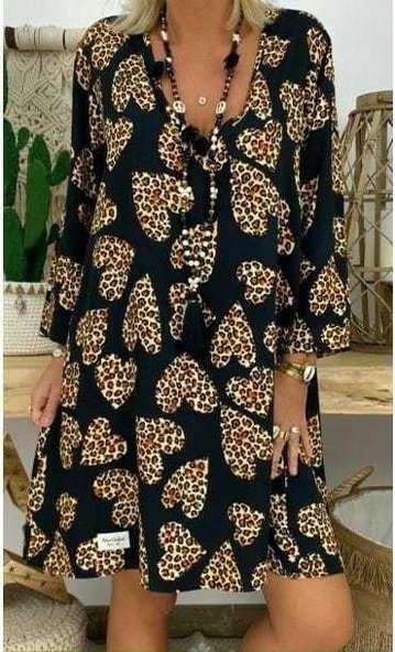 Kadın Uzun Kollu V Yaka Uzun Kol Mikro Midi Boy Elbise - Resim 2