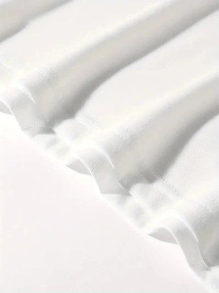 Baskılı Oversize Bisiklet Yaka T-shirt - Beyaz - Resim 3