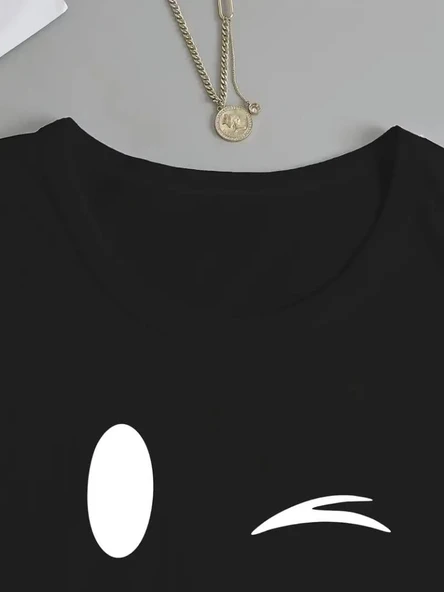 Kadın Uzun Kollu Bisiklet Yaka Gülen Yüz Desenli Viskon Bluz - Resim 3