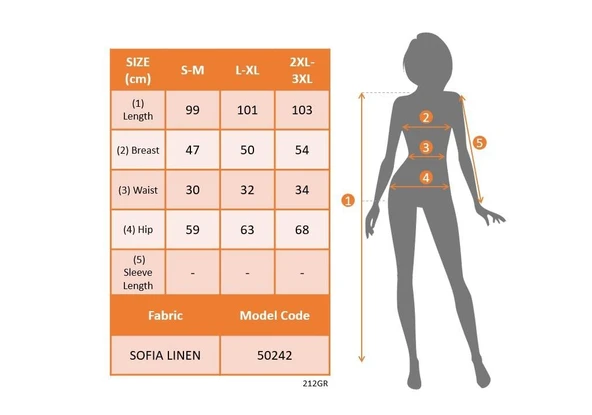 Kadın V Yakalı önden Düğme Detay Beli Lastikli Keten Kısa Elbise - Resim 4
