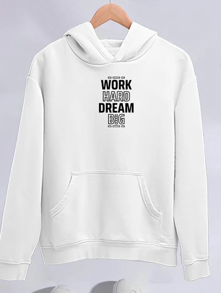 Kışlık Üç İplik Kapşonlu SweatShirt - Beyaz - 1