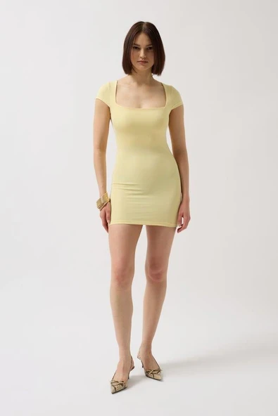 Pencere Detay Mini Dekolte Elbise - Resim 2