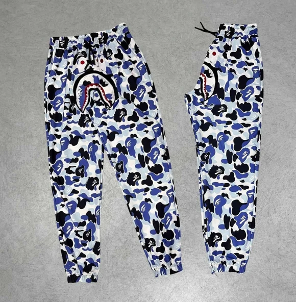 İki İplik Mevsimlik Bape Nakişli Eşofman Pantolon - Gri ürün görseli