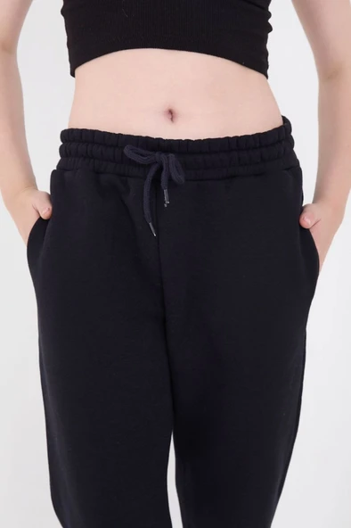 Üç İplik Basic Lastikli Eşofman Pantolon - Lacivert - Resim 3