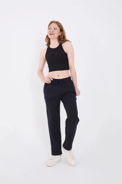 Unisex Üç İplik Basic Eşofman Pantolon - Lacivert - 2
