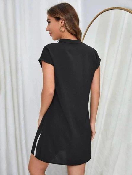 Kadın Dalga Desenli Mini Elbise - Resim 5