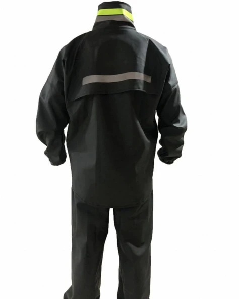 Tam Kalıp Motorcu Kurye Su Gecirmez Yağmurluk Takım - Siyah - Resim 3