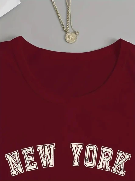 Kadın Uzun Kollu Bisiklet Yaka Yazı Baskılı Viskon Bluz - Resim 4