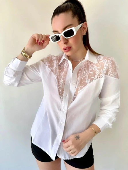 Kadın Püskül Detay Poplin Gömlek Bluz Fırsat Ürün ürün görseli