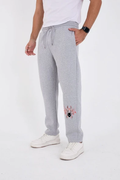 Oversize Üç İplik Baskılı Eşofman Pantolon - Gri ürün görseli