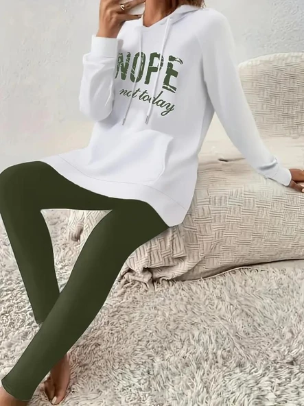 Kadın Uzun Kollu Kapşonlu Bağcıklı Viskon Iki Iplik Sweat ürün görseli