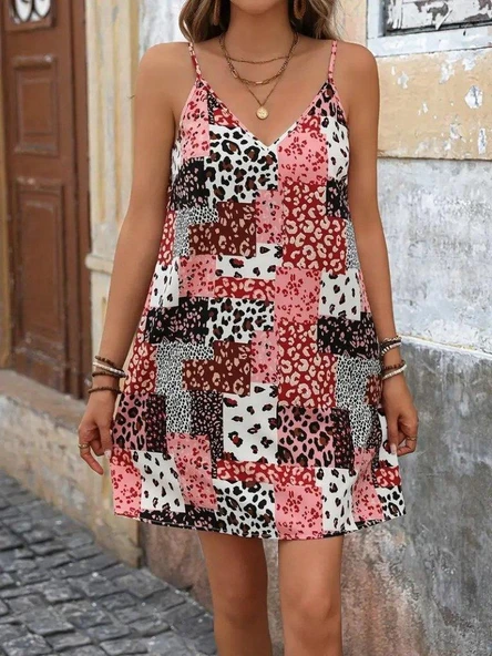 Kadın Ip Askılı V Yakalı Süprem Elbise - Resim 4