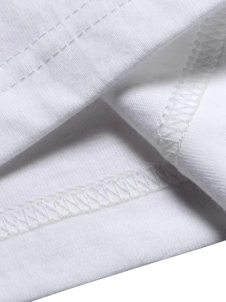 Baskılı Oversize Bisiklet Yaka T-shirt - Beyaz - Resim 3