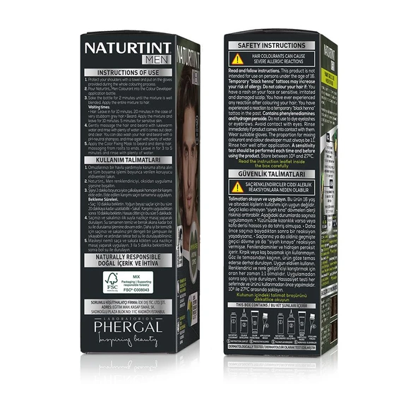 Naturtint Men 5N Açık Kestane Erkekler için Doğal Saç Boyası 170ML - Resim 2