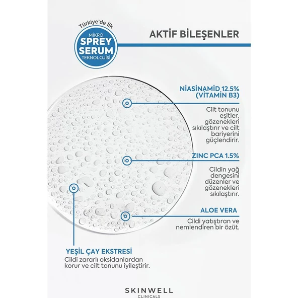 Skinwell Gözenek Sıkılaştırıcı ve Yoğun Nemlendirici Yüz Bakım Sprey Serum 100ML - Resim 5