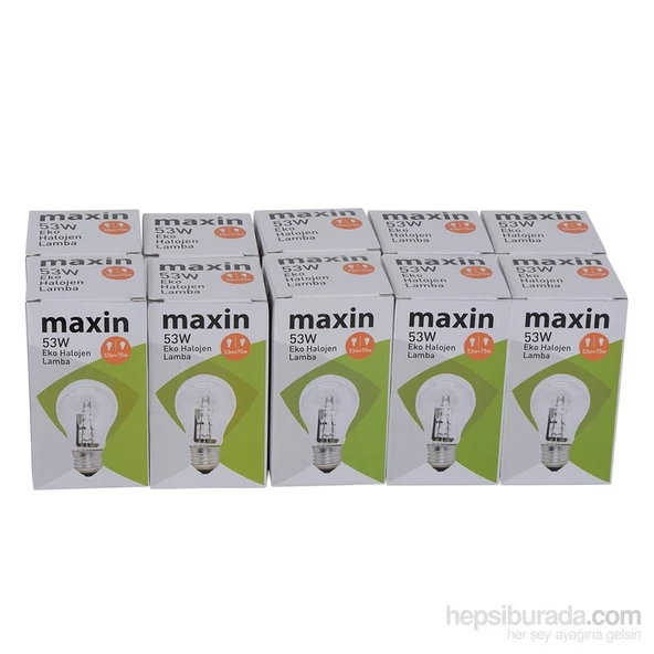 Maxin 53W E27 Eko Halojen Ampul-Şeffaf 10'lu Paket ürün görseli