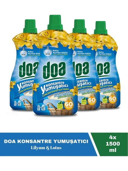 Doa Konsantre Çamaşır Yumuşatıcı Lilyum Lotus 60 Yıkama 1500 Ml x 4 Adet
