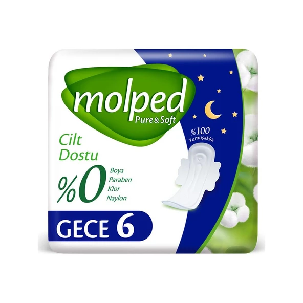 Molped Pure & Soft Pamuklu Ultra Gece Pedi 6lı - Resim 2