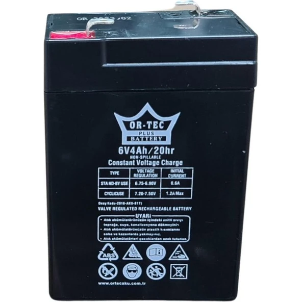 Ortec Kuru Akü 6V 4Ah Siyah ürün görseli 1