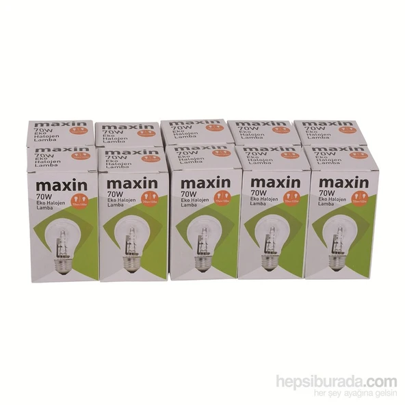 Maxin 70-100W E27 Eko Halojen Ampul-Şeffaf 10'lu Paket ürün görseli 1