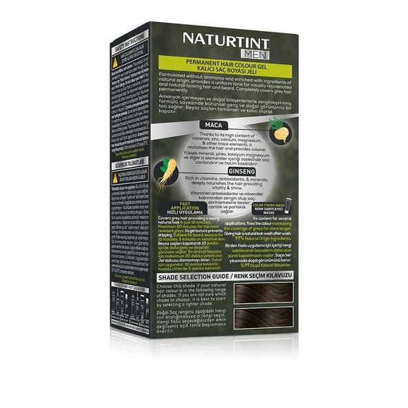 Naturtint Men 5N Açık Kestane Erkekler için Doğal Saç Boyası 170ML - Resim 3