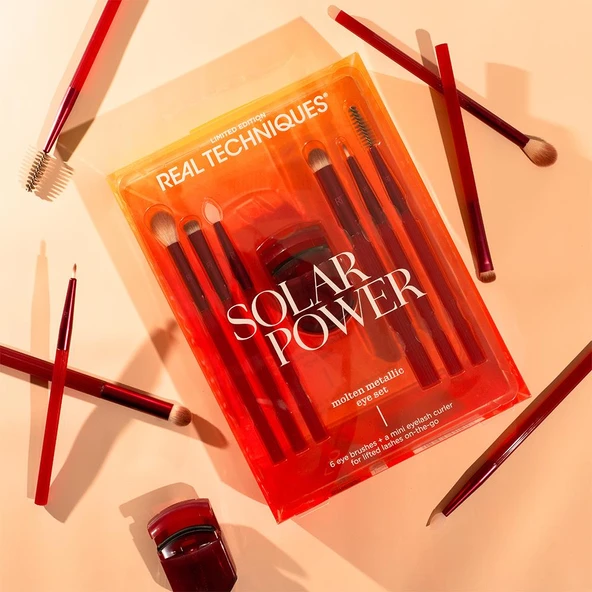 Real Techniques RT-0961 Solar Power Molten Limited Edition Metalik Göz Makyaj Fırça Seti - Resim 5