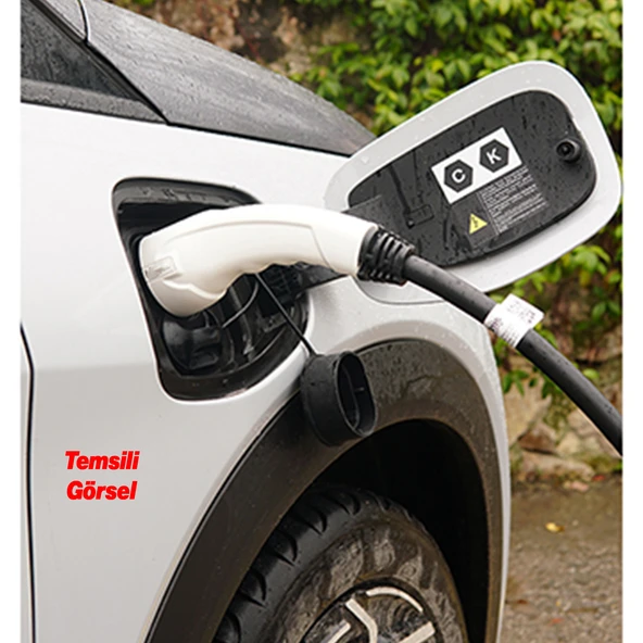 (3 Metre) Araç Şarj Kablosu 22 kW 3 Faz Type-2 Soket Elektrikli Çift taraflı Soketli Tak Çıkart - Resim 3