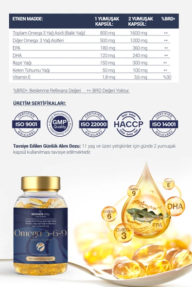 Omega 3-6-9 Norveç Balık Yağı , Keten Tohumu Yağı , Aspir Yağı Ve Vitamin E - 2