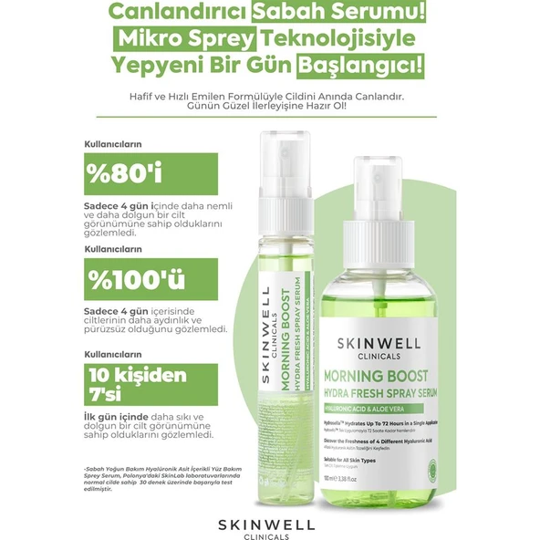 Skinwell Sabah Yoğun Bakım Hyalüronik Asit İçerikli Yüz Bakım Sprey Serum 100ML - Resim 4