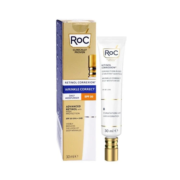 Roc Retinol Correxion Daily Moisturiser Kırışıklık Giderici Gündüz Kremi SPF30 30ML ürün görseli 1