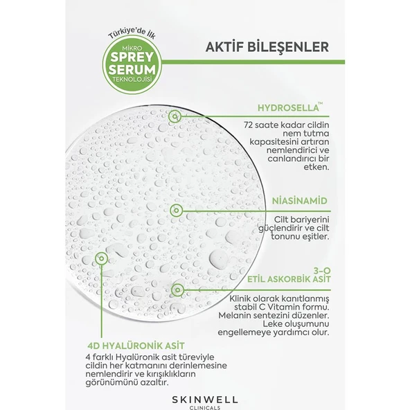 Skinwell Sabah Yoğun Bakım Hyalüronik Asit İçerikli Yüz Bakım Sprey Serum 100ML - Resim 5