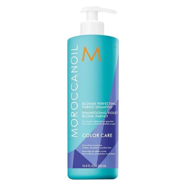 Moroccanoil Color Care  Blonde Perfecting Purple Shampoo Sarı ve Gri Saçlar İçin Mor Şampuan 500ML ürün görseli 1