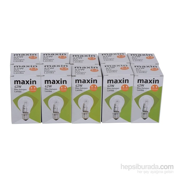 Maxin 42W-55W E27 Eko Halojen Ampul-Şeffaf 10'lu Paket ürün görseli 1