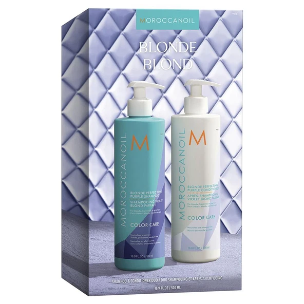 Moroccanoil Duo Blonde Kit Blonde Perfecting Purple Şampuan 500ML ve Saç Kremi 500ML 2li Set ürün görseli 1