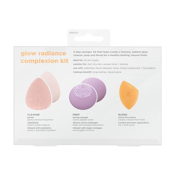 Real Techniques RT-4244 Glow Radiance Complexion Kit Cilt Bakım Makyaj Süngeri Seti - Resim 9