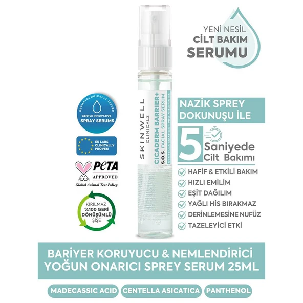Skinwell Cicaderm S.o.s Cilt Bariyer Güçlendirici ve Sebum Dengeleyici Yüz Bakım Sprey Serumu 25ML - Resim 2