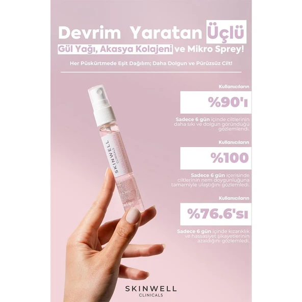 Skinwell Sıkılaştırıcı Etki Bitkisel Kolajen Gül Ekstrakt Içerikli Yüz Bakım Sprey Serum 25ML - Resim 4