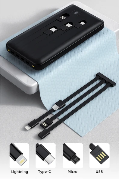 Seyahat Dostu Powerbank Dijital Göstergeli 4 Cihazı Aynı Anda Şarj Eden Powerbank 20000mah - 2