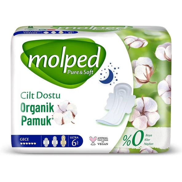 Molped Pure & Soft Pamuklu Ultra Gece Pedi 6lı ürün görseli 1