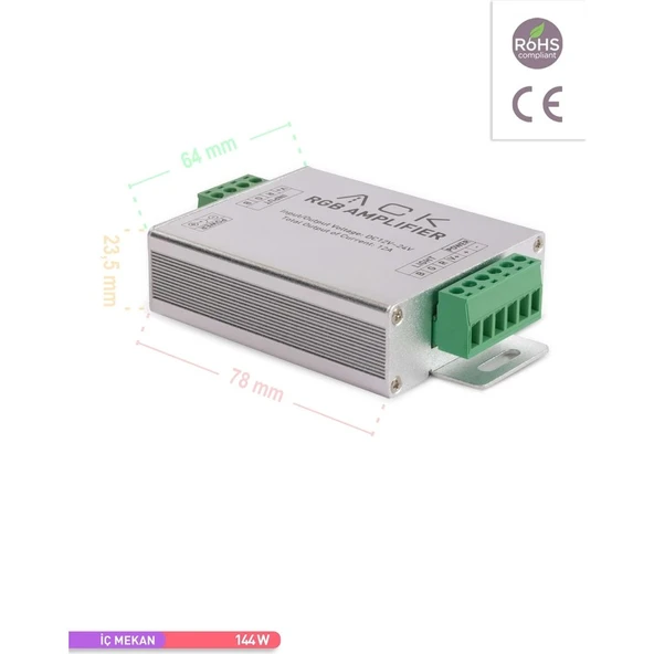 Ack Rgb Sinyal Güçlendirici 12V 144W ürün görseli 1