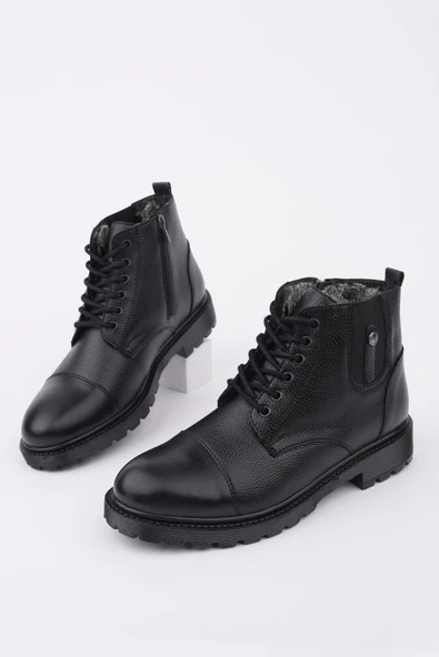 Muggo RAFA Fermuarlı Bağcıklı Kürklü Erkek Bot - 7