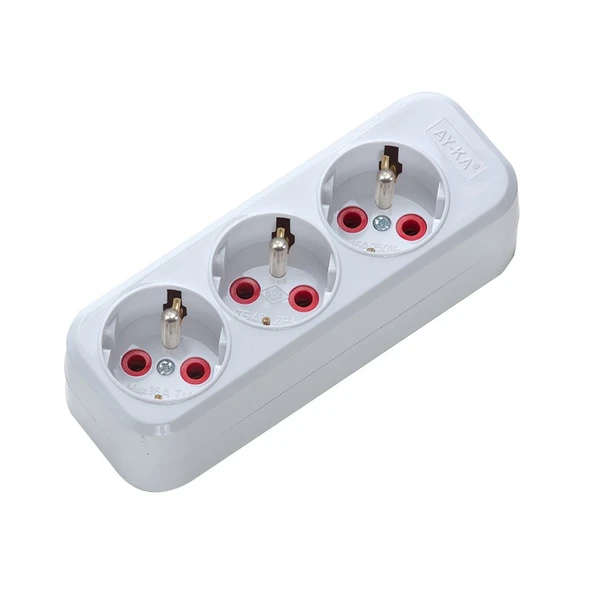 Ayka 3'Lü Topraklı Grup Priz Ups Beyaz (Kablosuz) ürün görseli 1