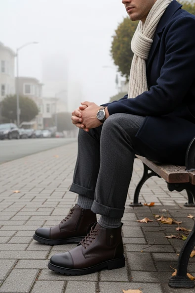 Muggo RAFA Fermuarlı Bağcıklı Kürklü Erkek Bot - 3